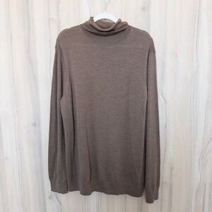 Express Mens Merino Wool Turtleneck Sweater Sz XL Brown Minimalist Quiet Luxury